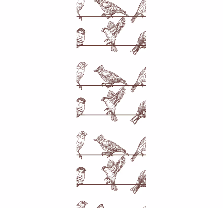 Papel de parede pássaros padrão de pássaro empoleirado - TenStickers