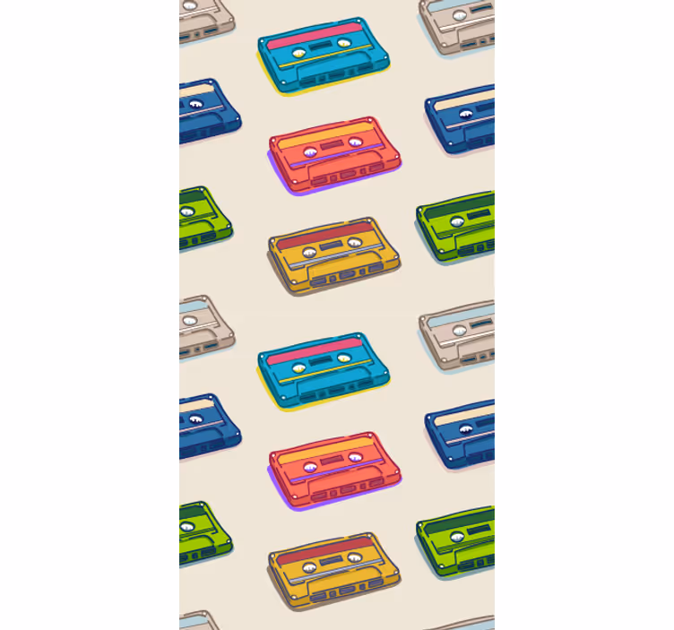 papel de parede artístico fitas cassete retrô - TenStickers
