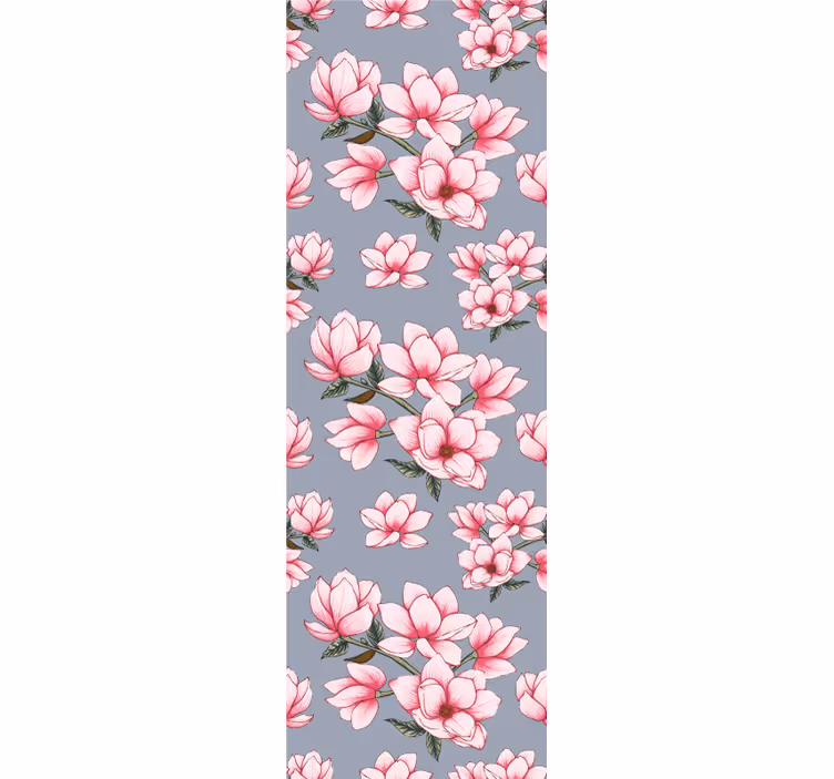 papel de parede flores padrão rosa magnólia - TenStickers