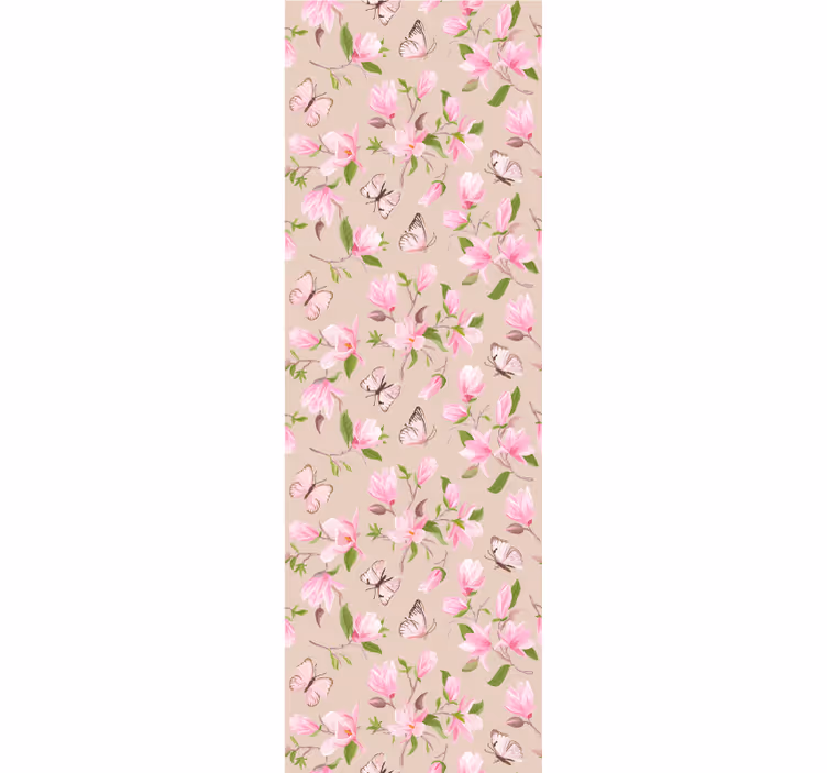 papel de parede flores magnólias e borboletas - TenStickers