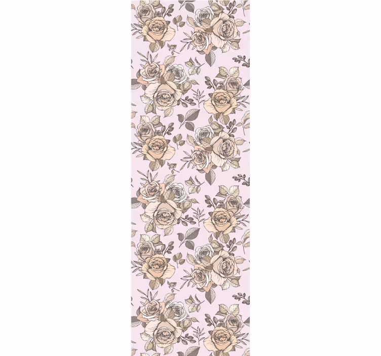 papel de parede flores padrão vintage rosa - TenStickers
