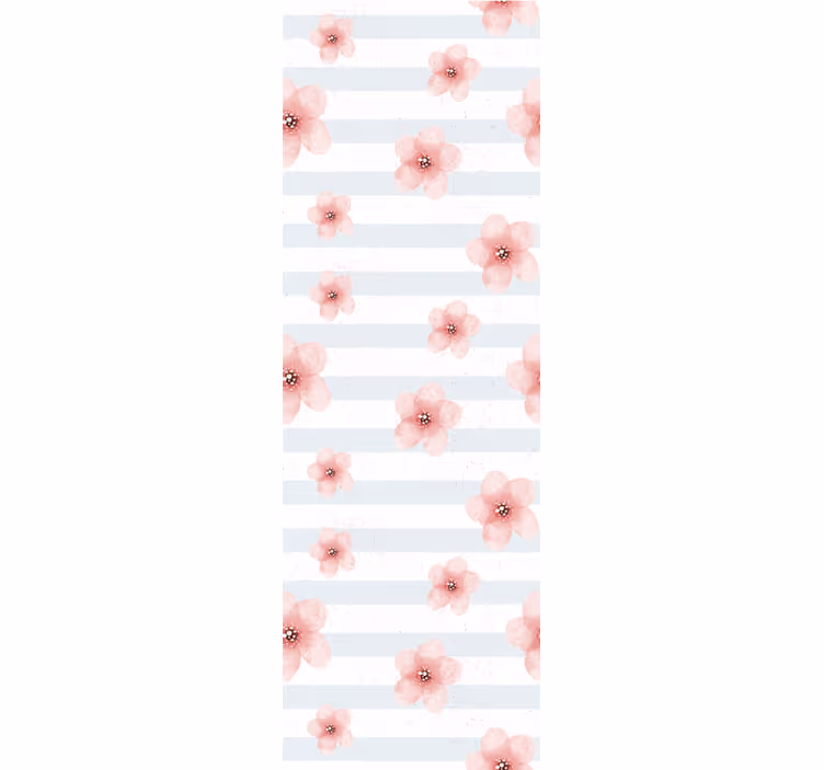 papel de parede flores listras florais rosa - TenStickers