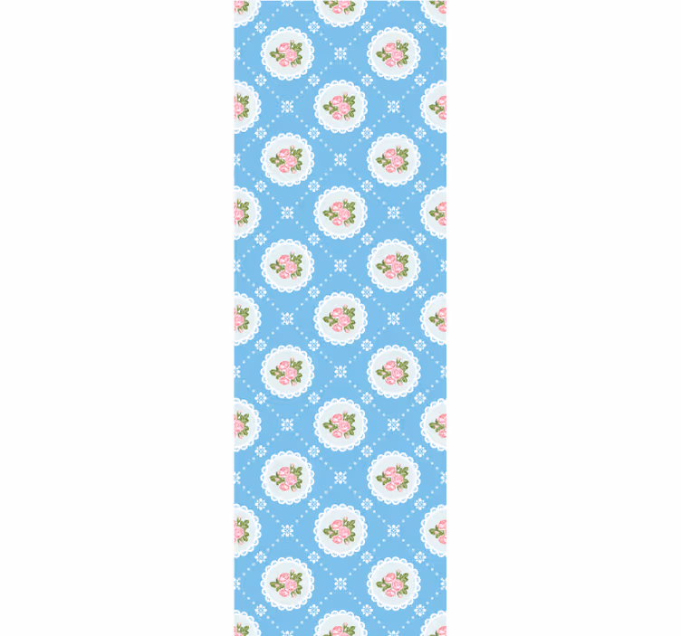 papel de parede floral Padrão rosa chique azul gasto - TenStickers