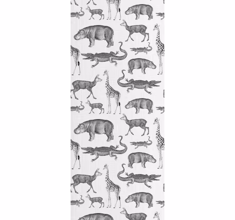 papel de parede infantil Animais de safári e fronteira com árvore - TenStickers