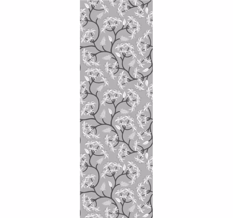 papel de parede flores padrão de galho cinza - TenStickers