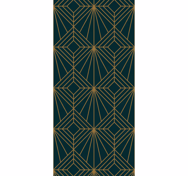 Papel de parede formas geométricas padrão verde e dourado - TenStickers