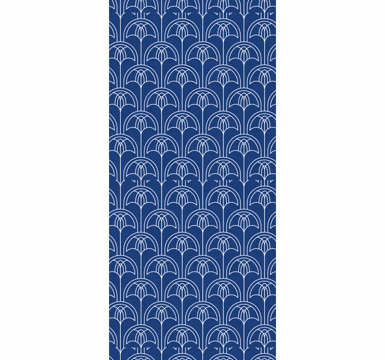 papel de parede floral padrão de contorno azul - TenStickers