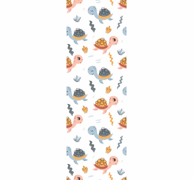 papel de parede animais padrão de tartarugas bebês - TenStickers