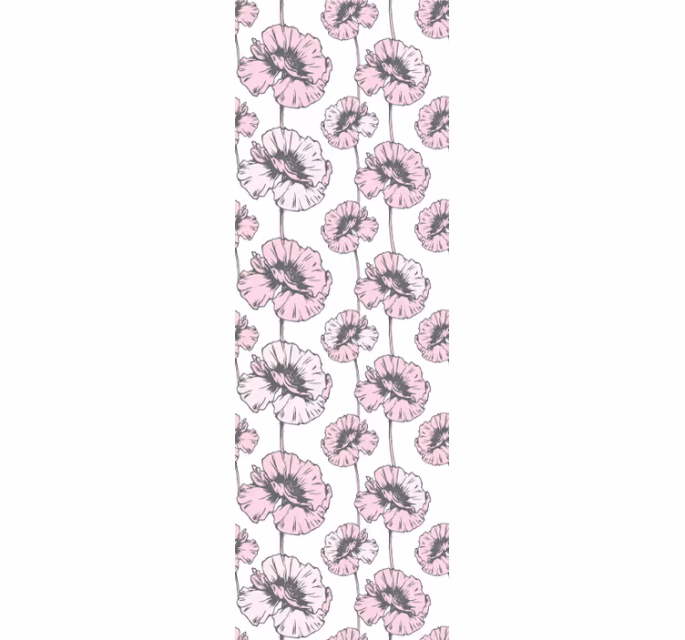 papel de parede flores padrão simples rosa - TenStickers
