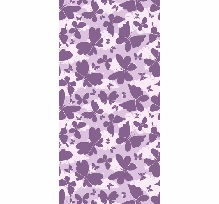 papel de parede borboletas padrão de tons roxos - TenStickers