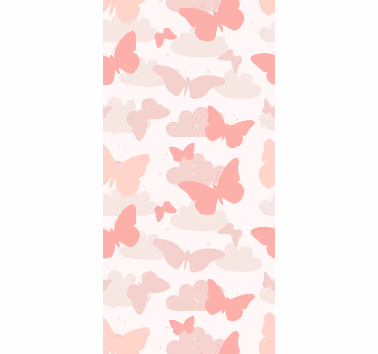 papel de parede borboletas padrão de nuvens - TenStickers