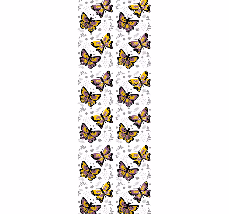 papel de parede casa de banho Padrão de borboleta amarelo e roxo - TenStickers
