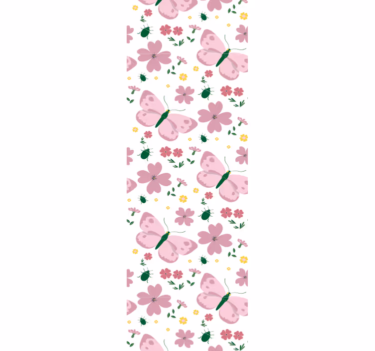 papel de parede borboletas flores rosas - TenStickers
