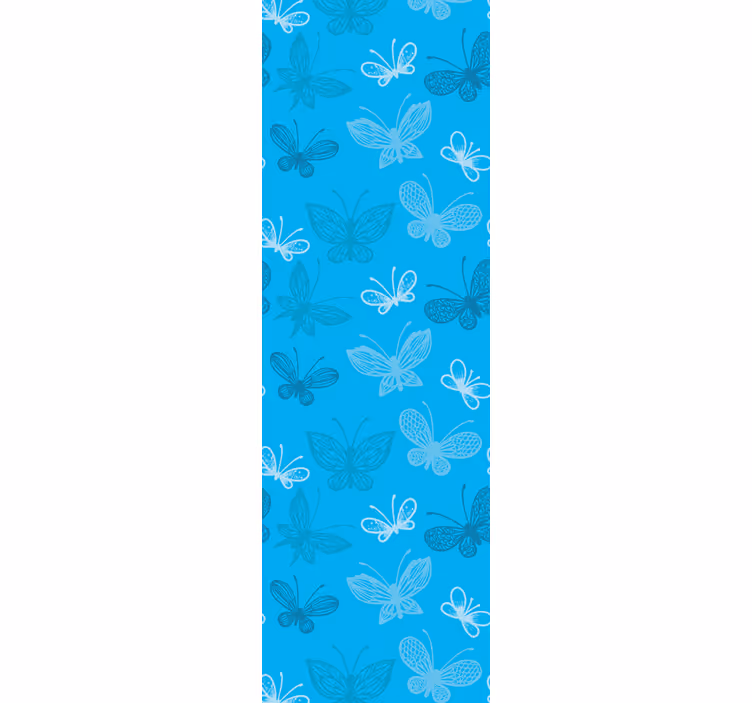 papel de parede borboletas padrão de voo azul - TenStickers