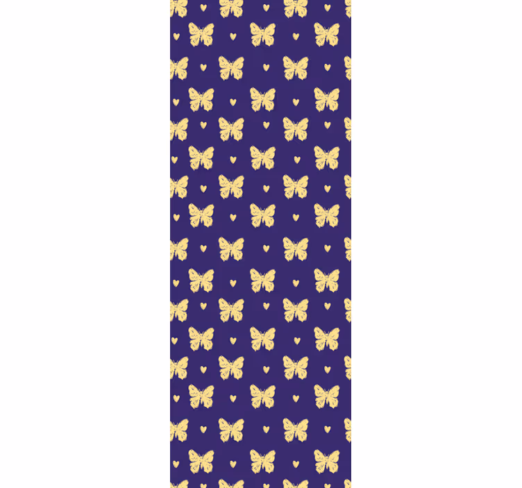 papel de parede borboletas padrão azul e dourado - TenStickers