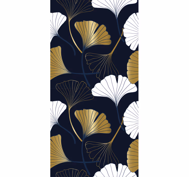 papel de parede floral composição da folha de ginkgo - TenStickers