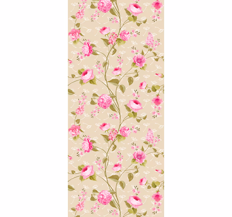 papel de parede flores padrão de rosas bege - TenStickers