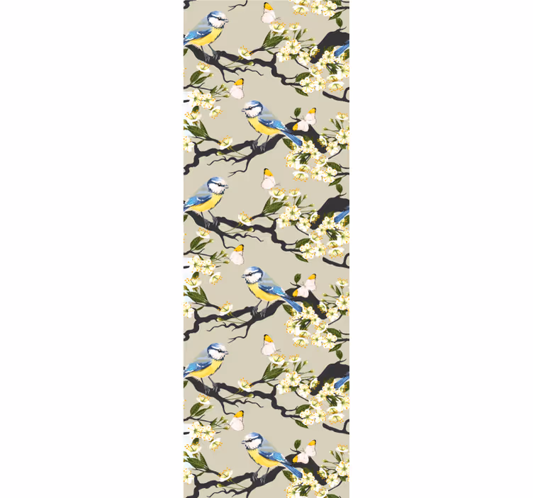 Papel de parede pássaros galhos de chapim-azul - TenStickers