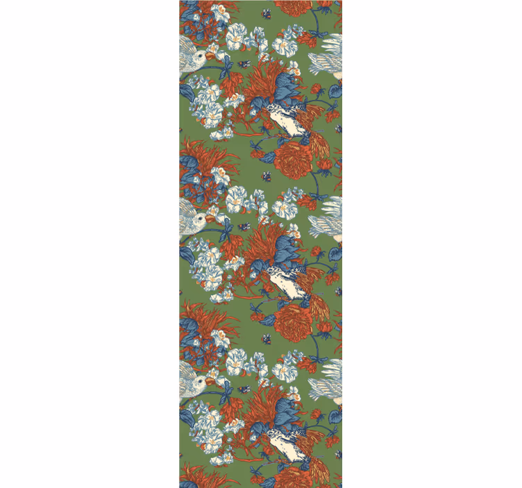 Papel de parede flores pássaros entre flores - TenStickers