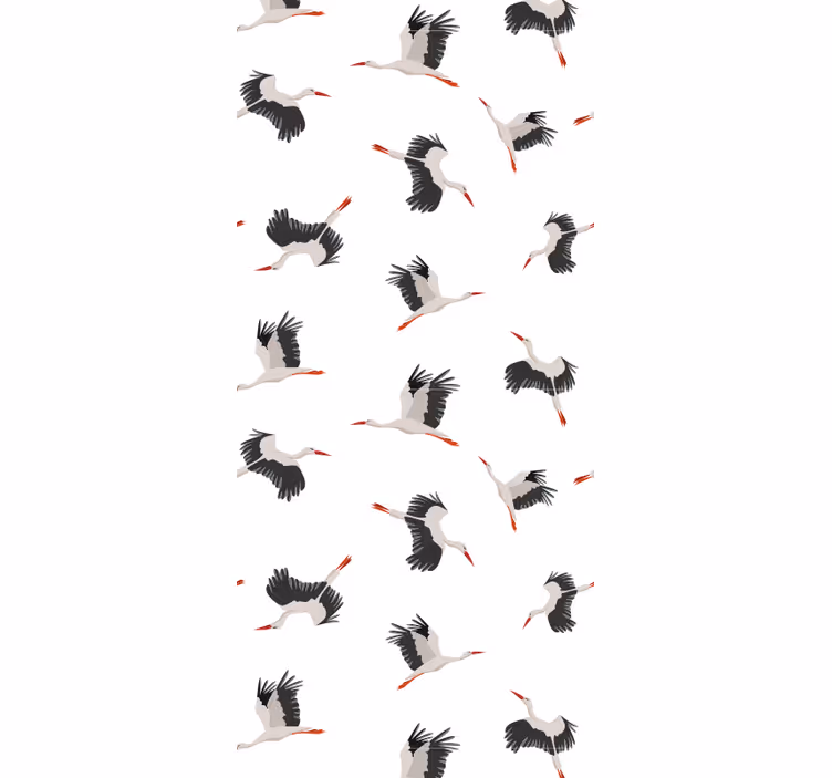 papel de parede para quarto Padrão de cegonhas voadoras - TenStickers