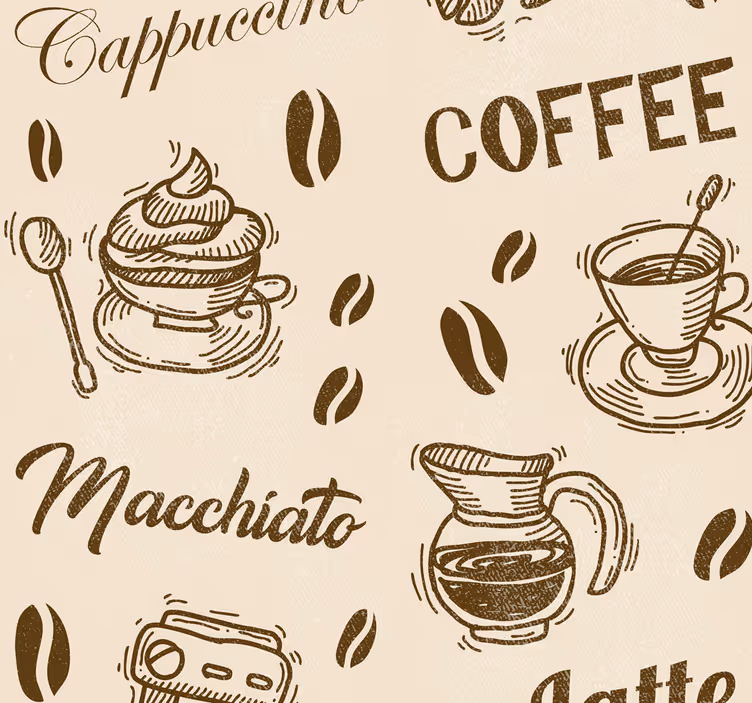 papel de parede para cozinha design de variedades de café - TenStickers