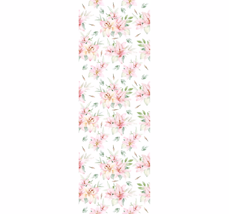 papel de parede floral Desenho floral de lírios aquarela rosa - TenStickers