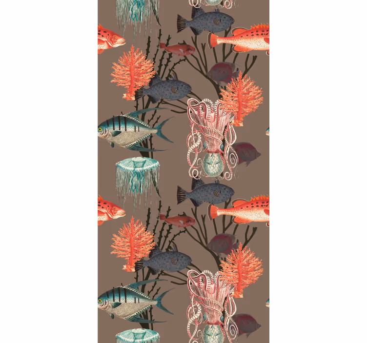 papel de parede para quarto Vida aquática coral - TenStickers