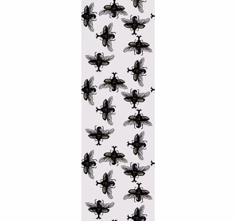 papel de parede animais padrão de inseto preto - TenStickers