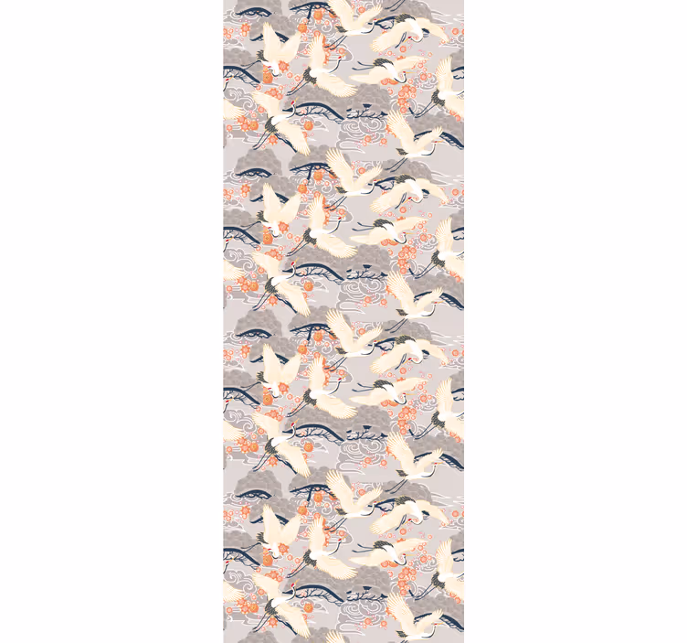 papel de parede para quarto Garças padrão estilo japonês - TenStickers