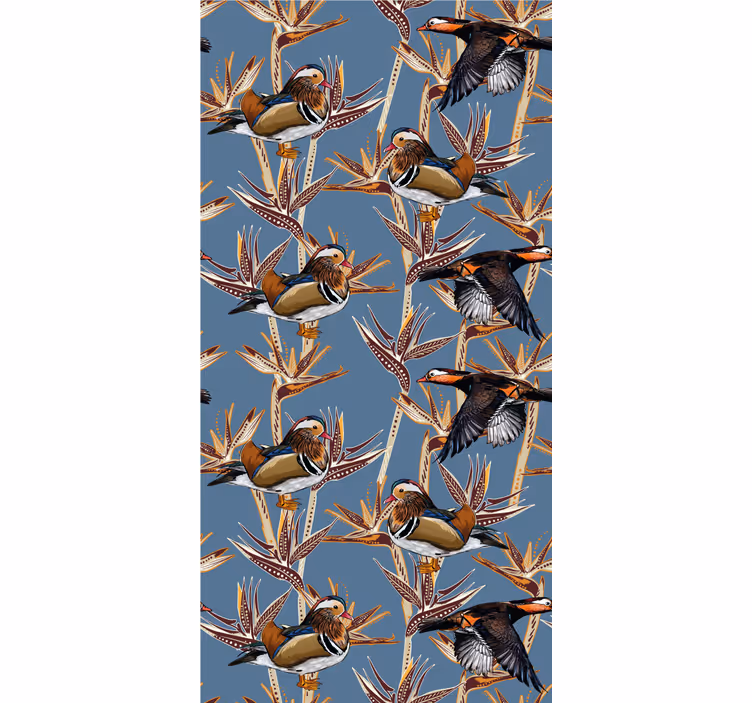 Papel de parede pássaros motivo colorido com galhos - TenStickers
