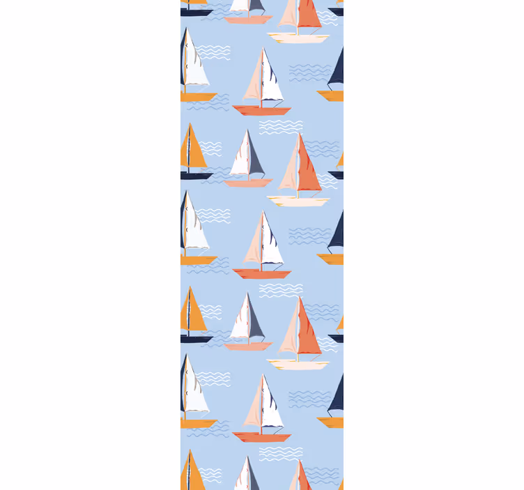 Papel de parede personalizável padrão de veleiros coloridos - TenStickers