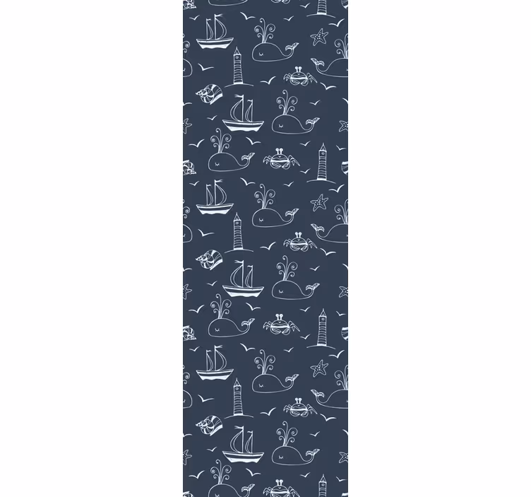 Papel de parede peixes cena náutica de baleia - TenStickers