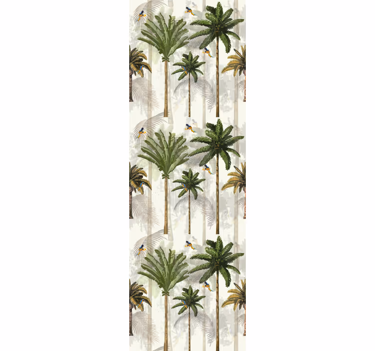 papel de parede selva padrão de palmeira bege - TenStickers