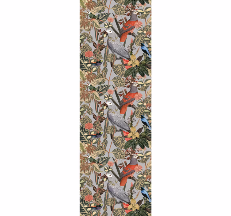 Papel de parede natureza Plantas tropicais com lindos pássaros - TenStickers