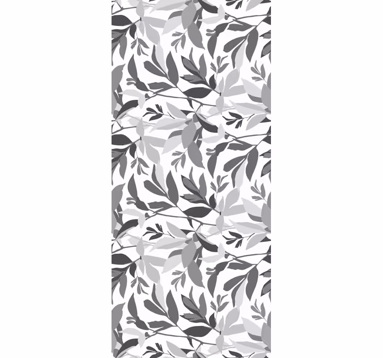 Papel de parede folhas padrão cinza horizontal - TenStickers