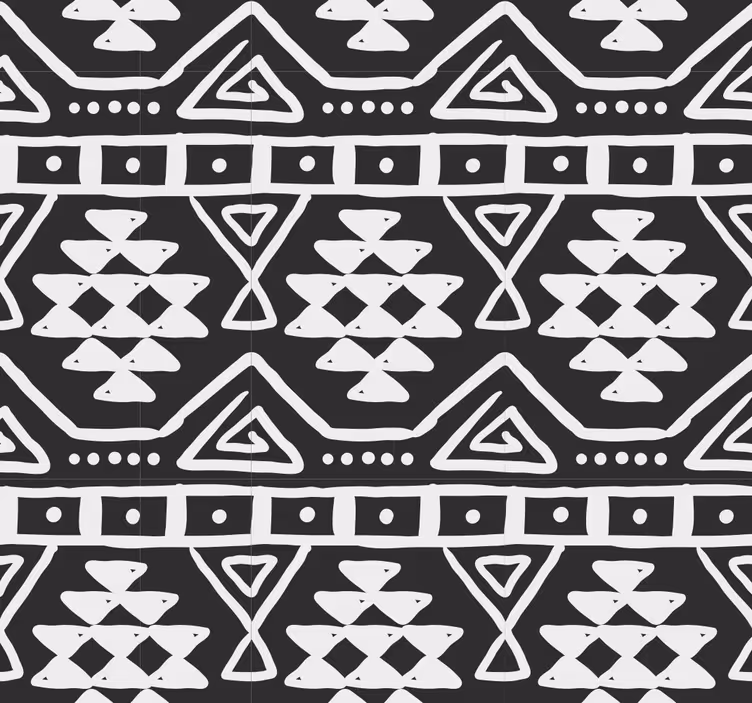 papel de parede outras texturas Padrão boêmio preto e branco - TenStickers