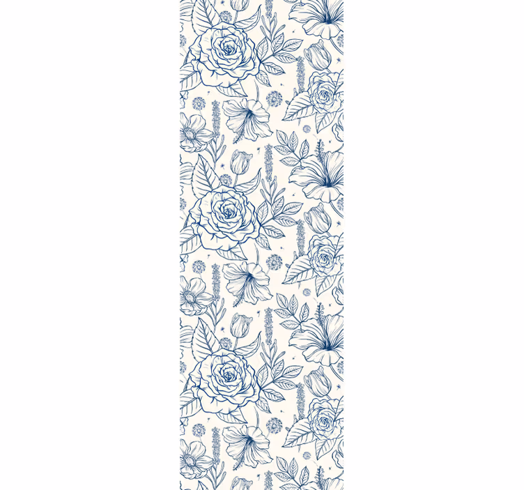 Papel de parede flores Delfts Blauw Bloem - TenStickers