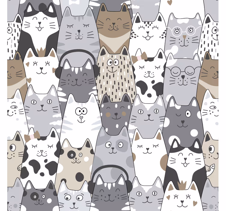 Papel de parede infantil gatos desenho animado - TenStickers