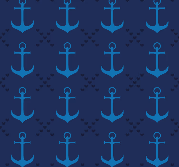 papel de parede para sala âncoras azul marinho - TenStickers