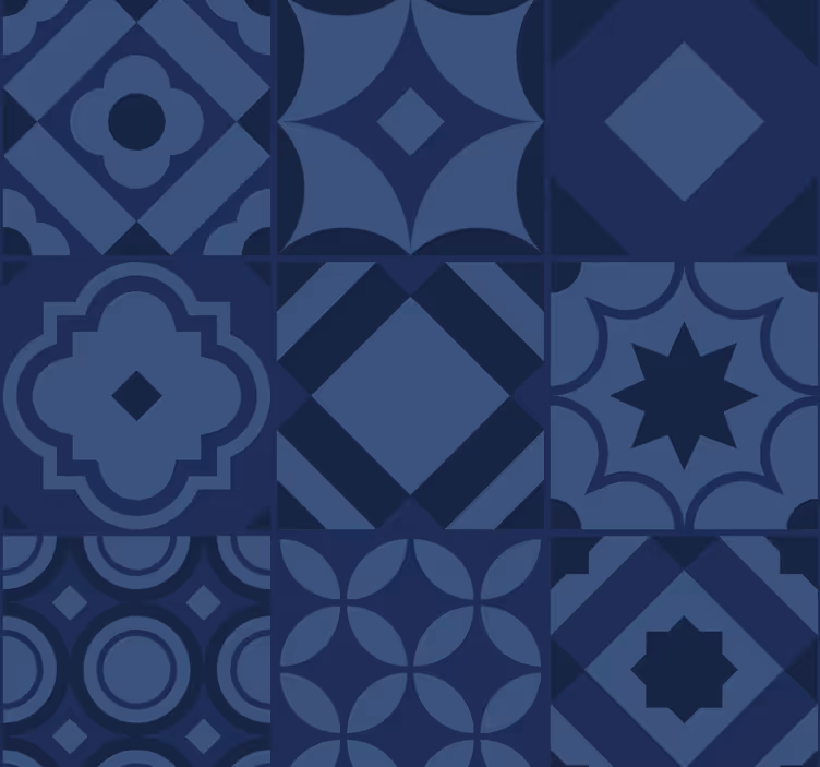 papel de parede para cozinha azulejos azul marinho - TenStickers