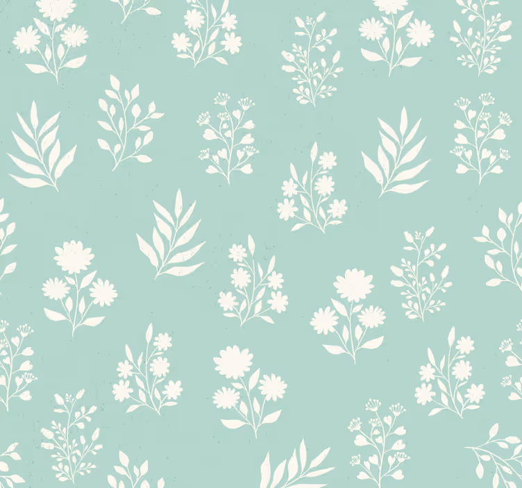 Papel de parede flores pequenas verde menta - TenStickers