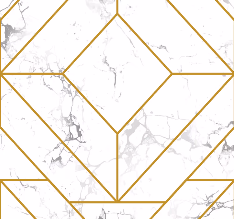 Papel parede sala geométrico dourado e branco - TenStickers