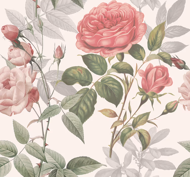 Papel de parede cabeceira rosas grandes - TenStickers