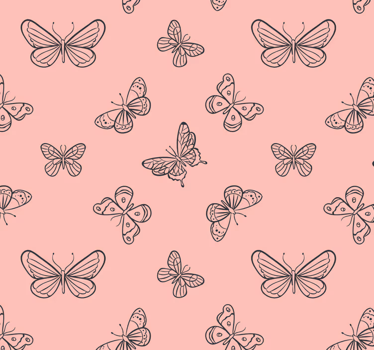 papel de parede rosa padrão de borboleta - TenStickers