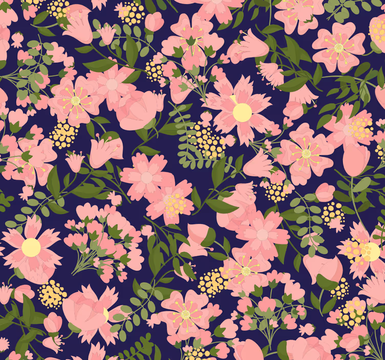 papel de parede flores harmonia de padrão floral - TenStickers