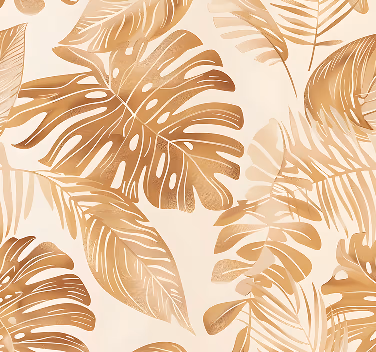 Papel de parede folhas padrão de grandes folhas bege - TenStickers