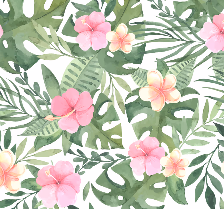 Papel de parede folhas padrão floral tropical - TenStickers