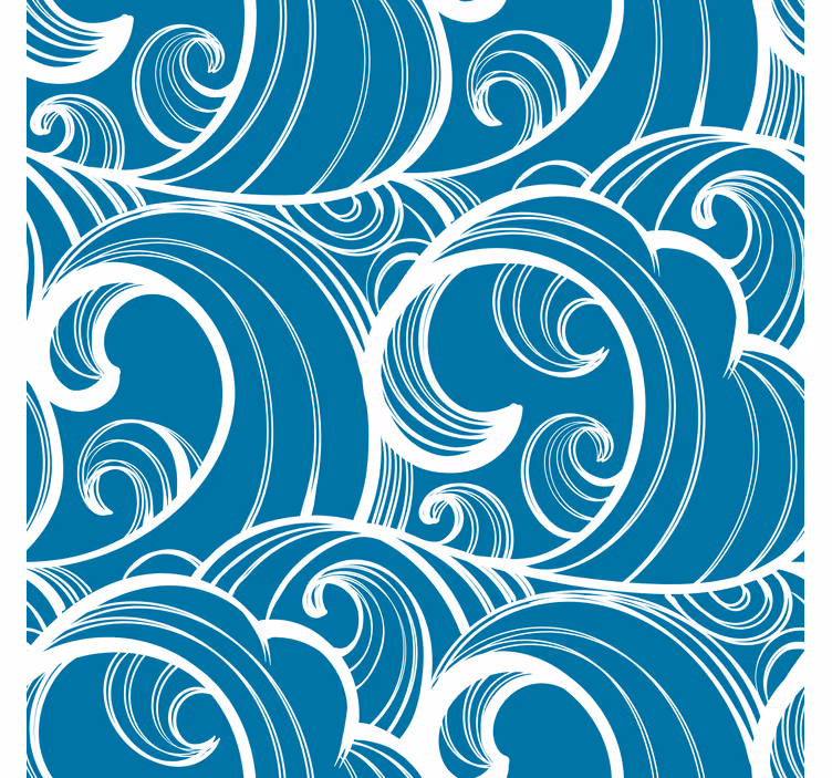 Papel de parede cabeceira padrão azul ondulado - TenStickers