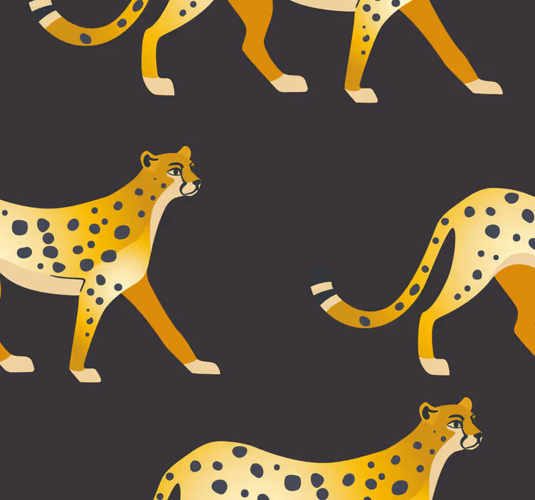 papel de parede preto panteras douradas - TenStickers