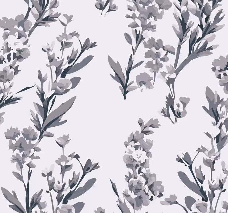 papel de parede cinzento desenho floral - TenStickers